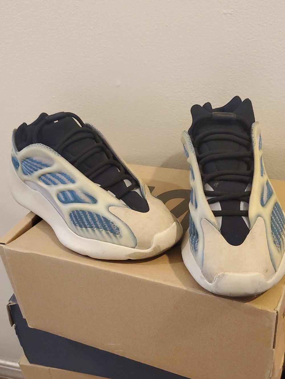Yeezy 700 V3 Inspired Sneakers in Cream and Blue